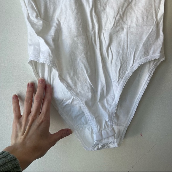 Vintage White Lace Trim Cotton Bodysuit – House of Fraser, Made in Italy, Size M - Picture 6 of 10